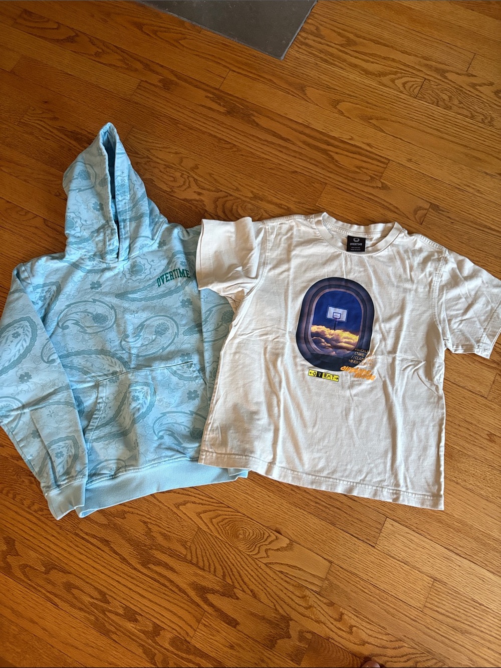 Blue Paisley Hoodie & White Graphic Tee Kids Set